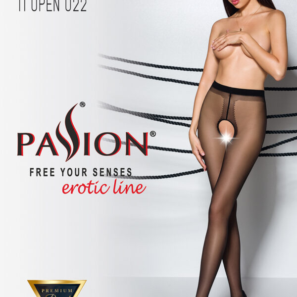 Collants ouverts couture TI022 – noir/rouge