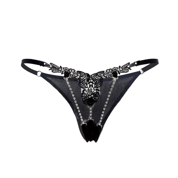 String ouvert à strass noir