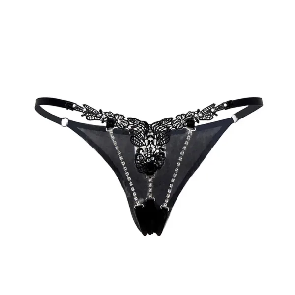 String ouvert à strass noir