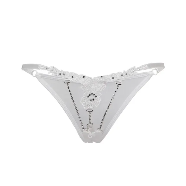 String ouvert à strass blanc