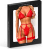 Ensemble 3 pièces en dentelle rouge - 94edenstreet.com - sexshop en ligne