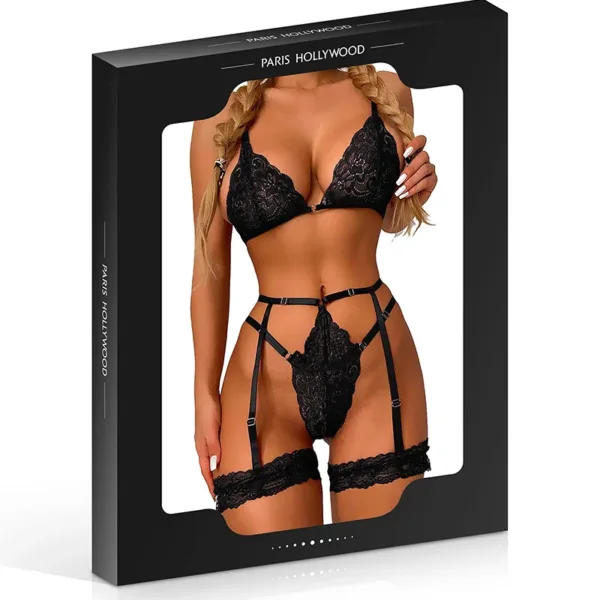 Ensemble 3 pièces en dentelle noir
