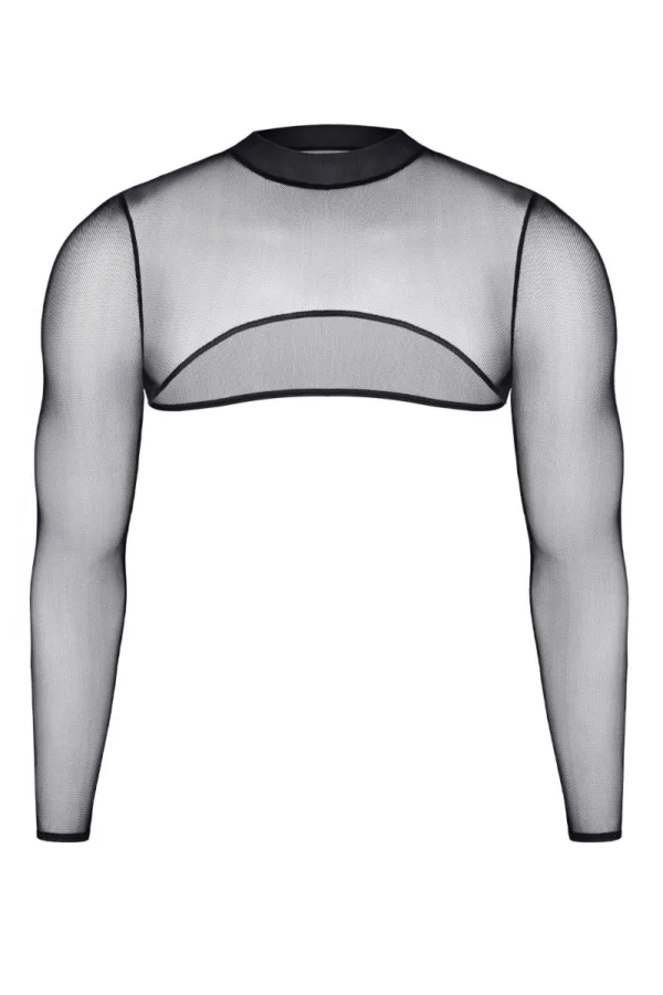 Crop top tulle noir transparent – Regnes - 94edenstreet.com - sexshop en ligne