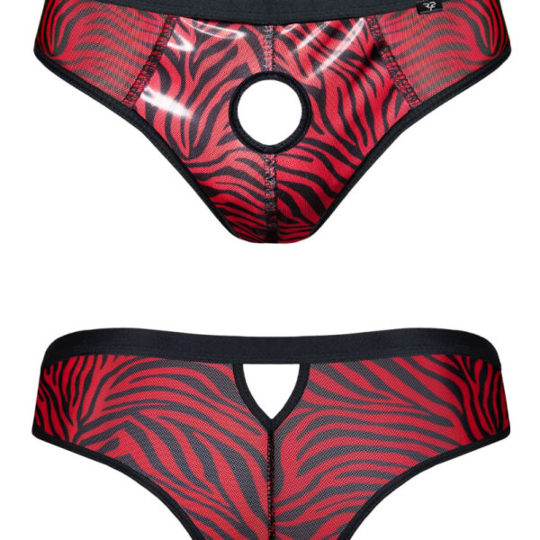 Slip type brésilien ouvert zébré rouge et noir – Regnes
