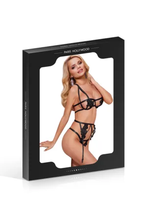 Ensemble ouvert soutien-gorge string et porte-jaretelles - 94edenstreet.com - sexshop en ligne