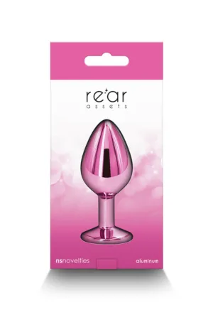 Plug bijou aluminium chromé rose M - 94edenstreet.com - sexshop en ligne