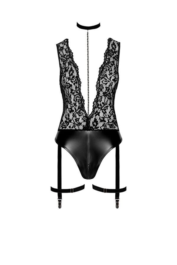 Body jarretelles Libido F297 wetlook et dentelle - 94edenstreet.com - sexshop en ligne