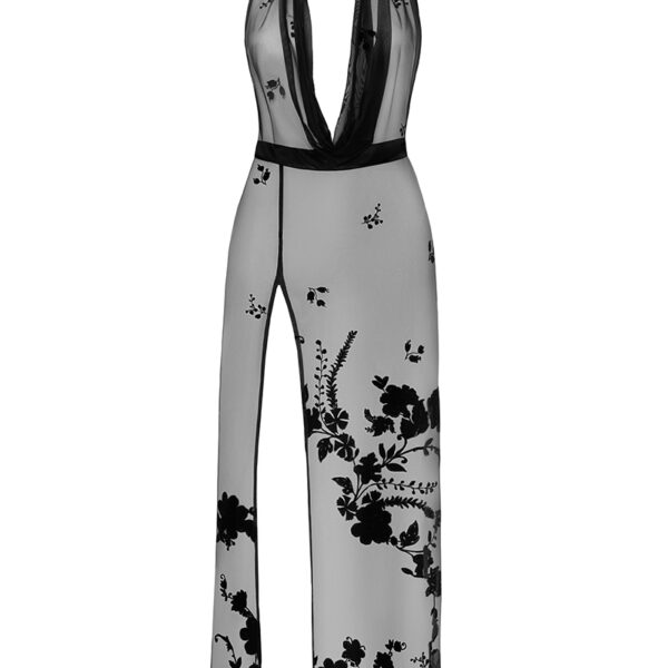Robe longue dos nu Divinity F312 tulle floqué