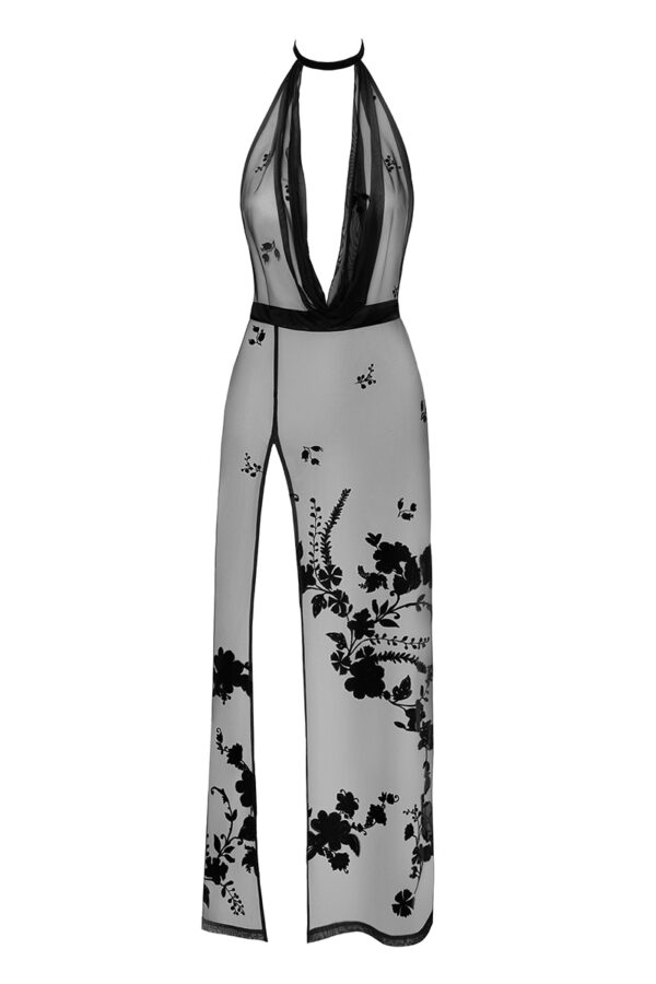 Robe longue dos nu Divinity F312 tulle floqué – Image 2