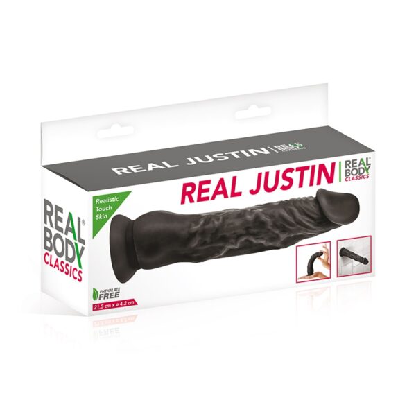 Gode réaliste 21 cm noir  – Real Justin