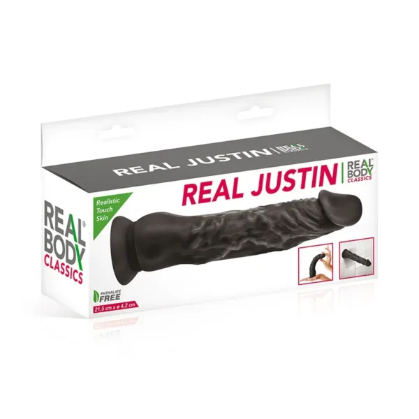 Gode réaliste 21 cm noir – Real Justin