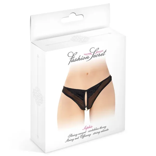 String ouvert avec perles Sophie – noir
