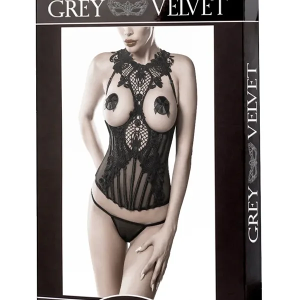 Bustier seins nus et string – Grey Velvet