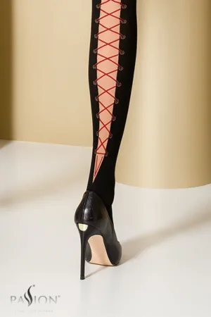 Bas autofixants ST101 Noir et rouge - 94edenstreet.com - sexshop en ligne