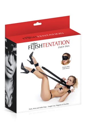 Sangle de bondage cou chevilles et poignets – Fetish Tentation - 94edenstreet.com - sexshop en ligne
