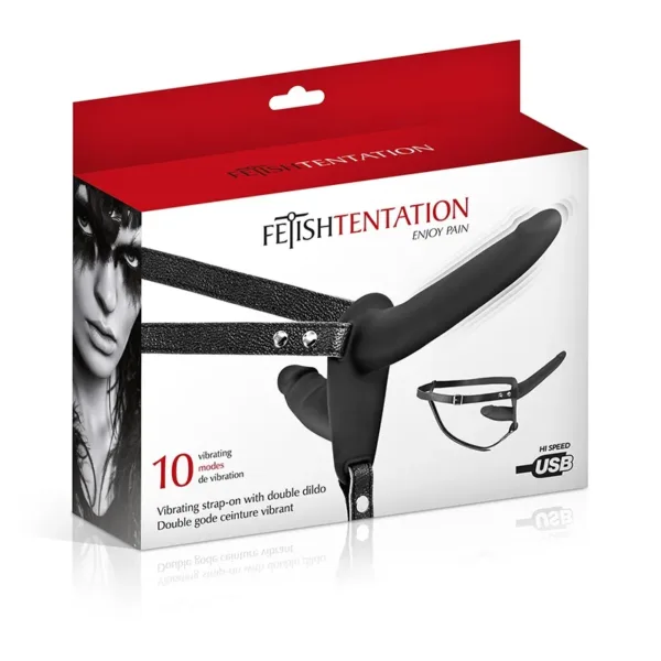 Double gode ceinture noir vibrant – Fetish Tentation