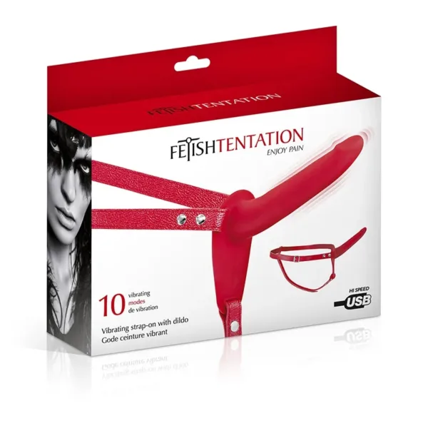 Gode ceinture rouge vibrant Fetish Tentation