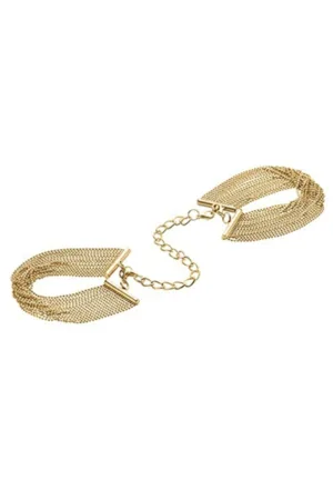 Menottes de mailles métalliques dorées - 94edenstreet.com - sexshop en ligne