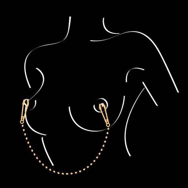 Pinces à seins et chaine argentée