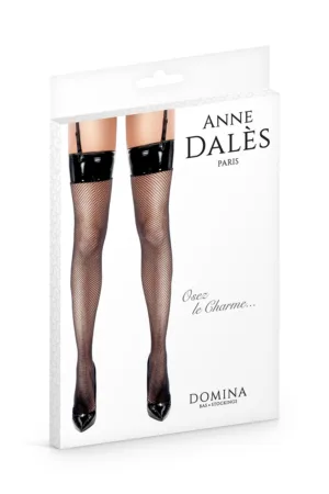 Bas résille et vinyle Domina – Anne d’Alès - 94edenstreet.com - sexshop en ligne