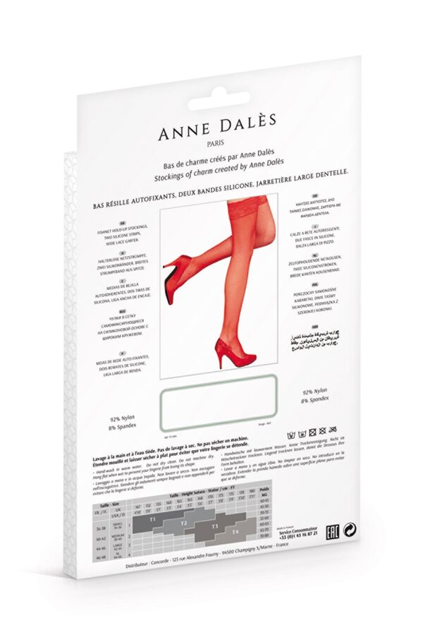 Bas autofixants Camilla Rouge – Anne d’Alès - 94edenstreet.com - sexshop en ligne