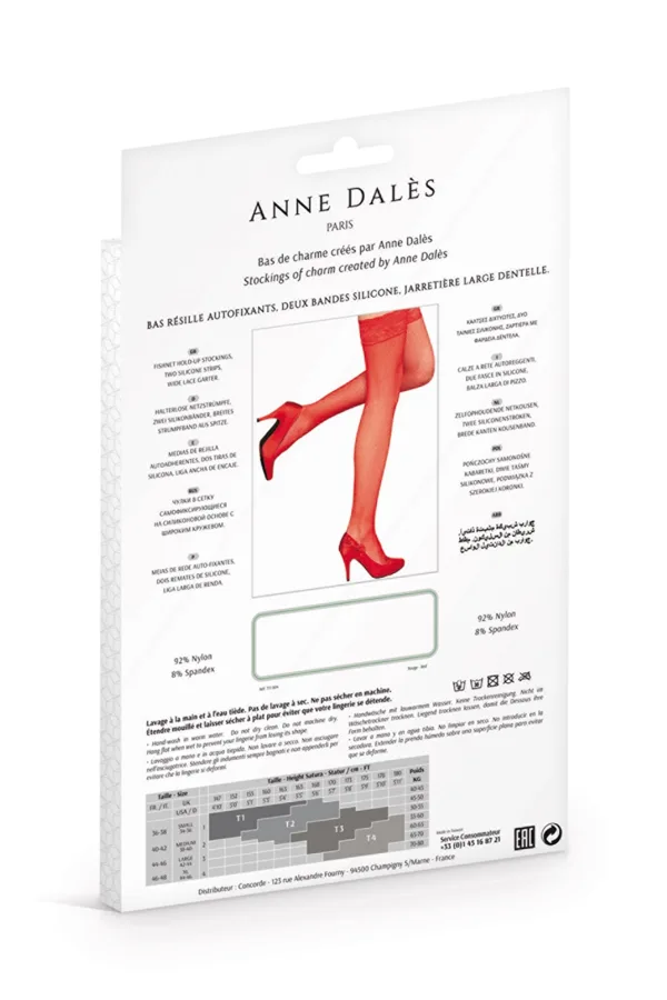 Bas autofixants Camilla Rouge – Anne d’Alès - 94edenstreet.com - sexshop en ligne