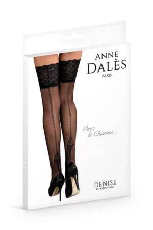 Bas autofixants Denise Noir – Anne d’Alès - 94edenstreet.com - sexshop en ligne