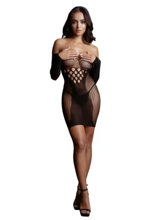 Mini robe décolletée manches longues – Le Désir - 94edenstreet.com - sexshop en ligne