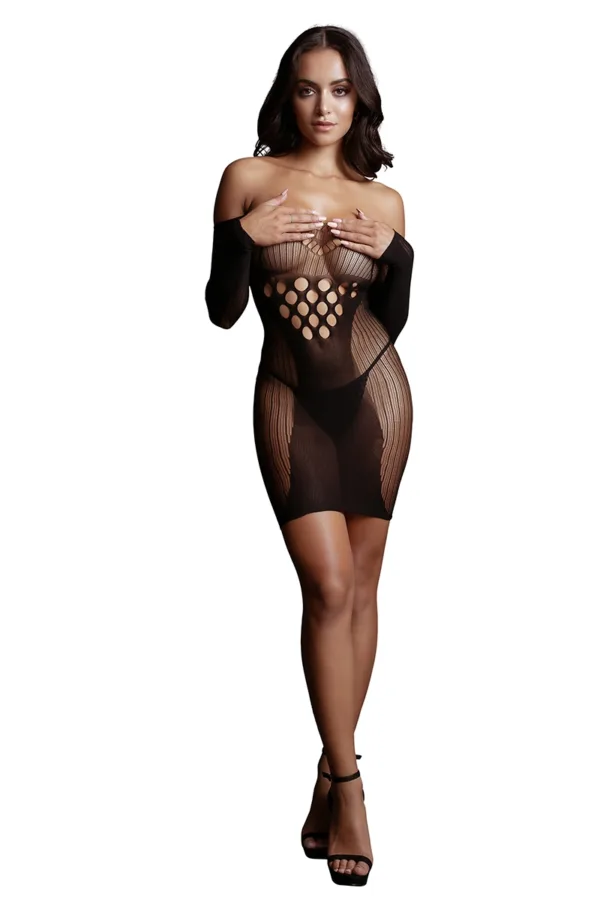 Mini robe décolletée manches longues – Le Désir - 94edenstreet.com - sexshop en ligne