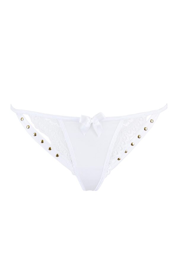String blanc à clous dorés V-9798 – Axami - 94edenstreet.com - sexshop en ligne