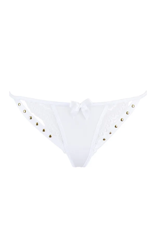 String blanc à clous dorés V-9798 – Axami - 94edenstreet.com - sexshop en ligne