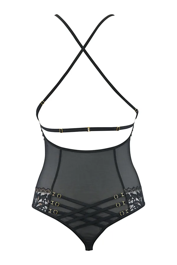 Body string tulle et dentelle noir V-10100 – Axami - 94edenstreet.com - sexshop en ligne
