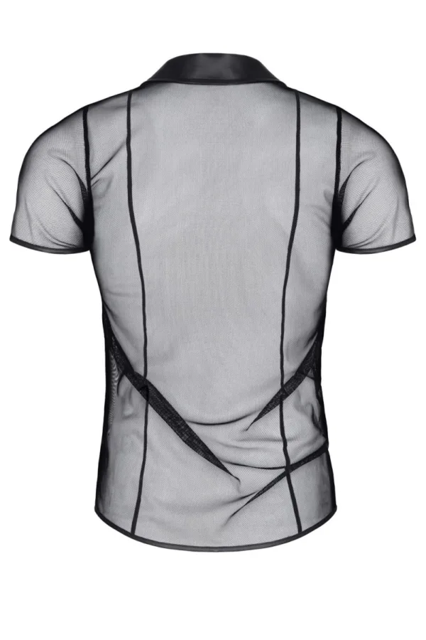 Polo en maille noire transparente – Regnes - 94edenstreet.com - sexshop en ligne