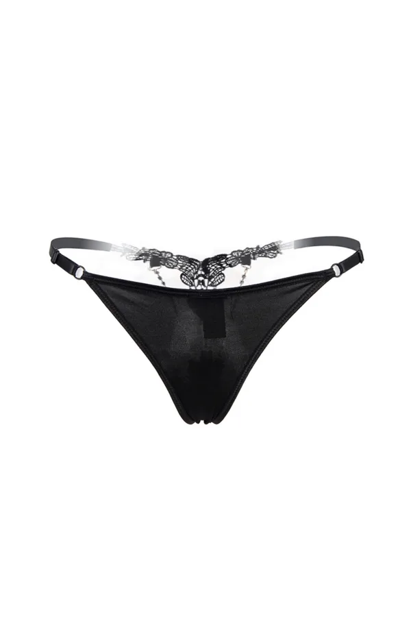 String ouvert à strass noir - 94edenstreet.com - sexshop en ligne