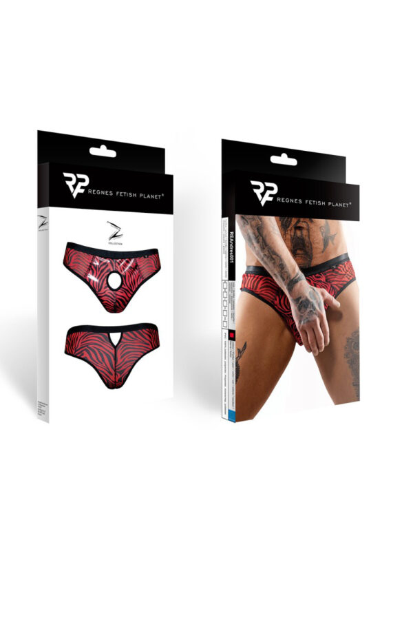 Slip type brésilien ouvert zébré rouge et noir – Regnes - 94edenstreet.com - sexshop en ligne