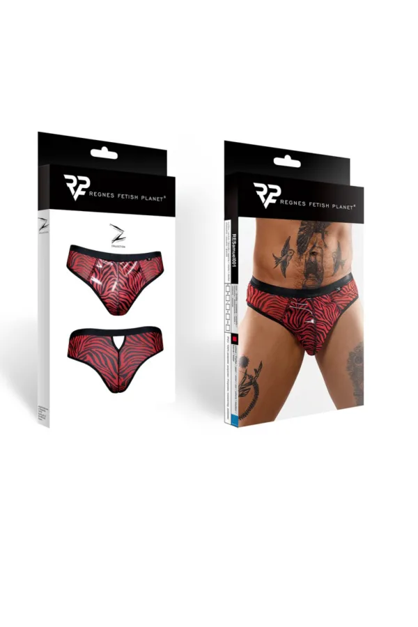 Slip type brésilien zébré rouge et noir – Regnes - 94edenstreet.com - sexshop en ligne