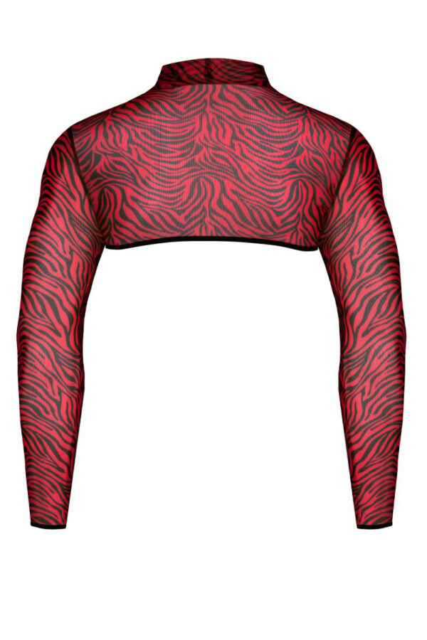Crop top tulle zébré rouge et noir – Regnes - 94edenstreet.com - sexshop en ligne