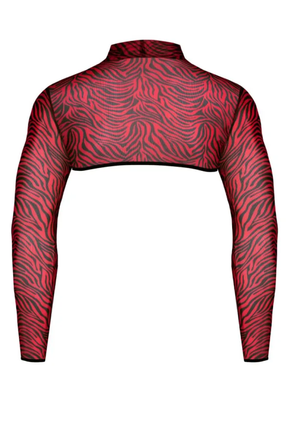 Crop top tulle zébré rouge et noir – Regnes - 94edenstreet.com - sexshop en ligne