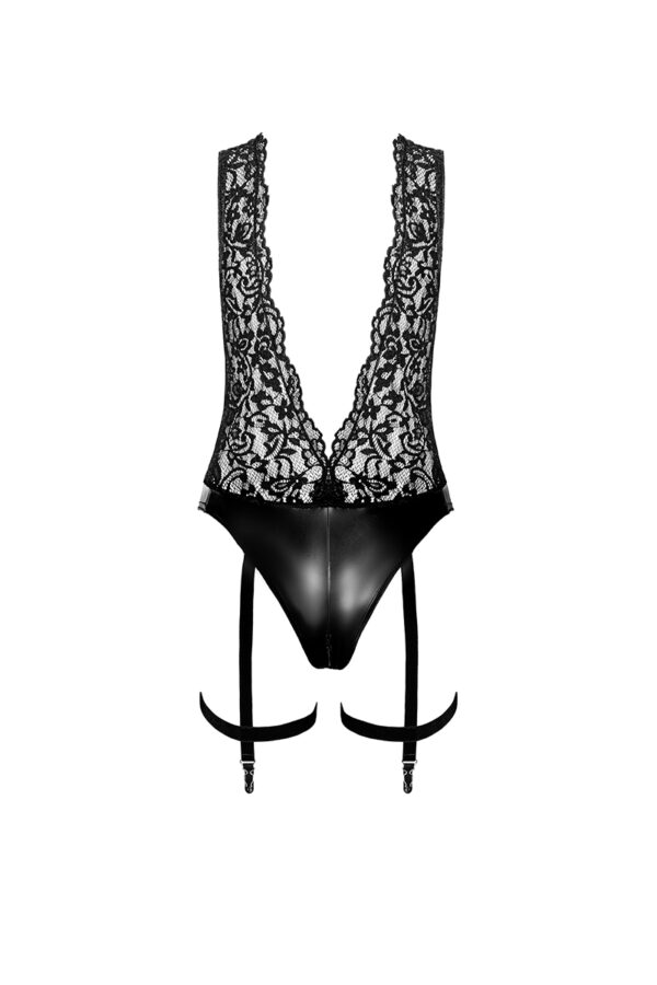 Body jarretelles Libido F297 wetlook et dentelle - 94edenstreet.com - sexshop en ligne