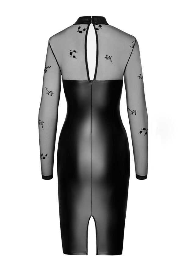 Robe moulante Sublime F310 wetlook et tulle floqué – Image 3