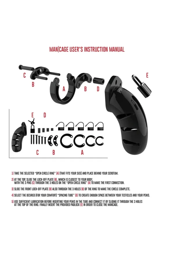 Cage de chasteté 14cm ManCage 05 noir - 94edenstreet.com - sexshop en ligne
