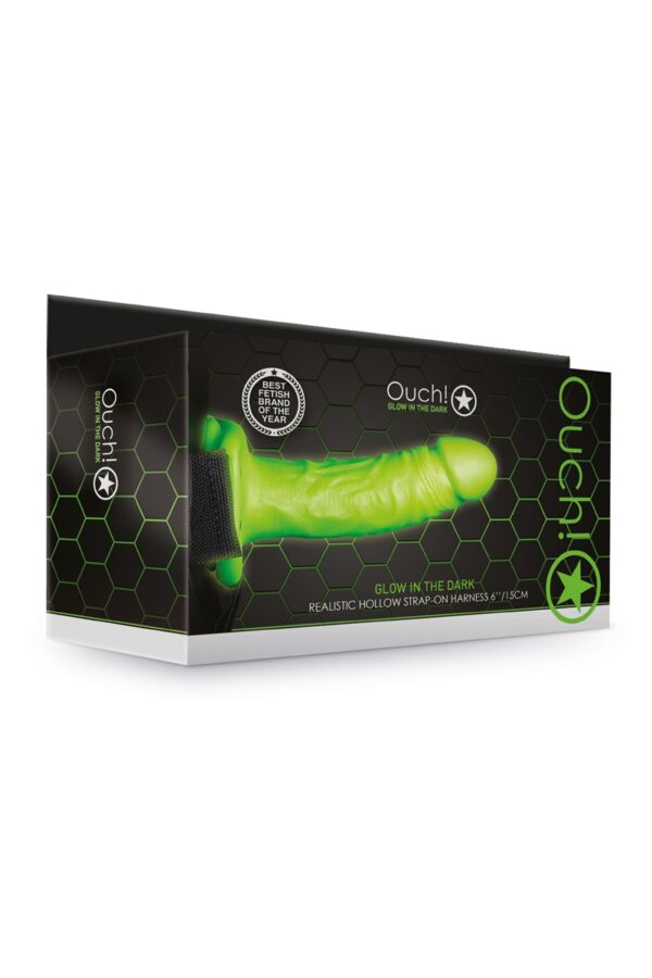Gode-ceinture creux phosphorescent  18cm – Ouch - 94edenstreet.com - sexshop en ligne