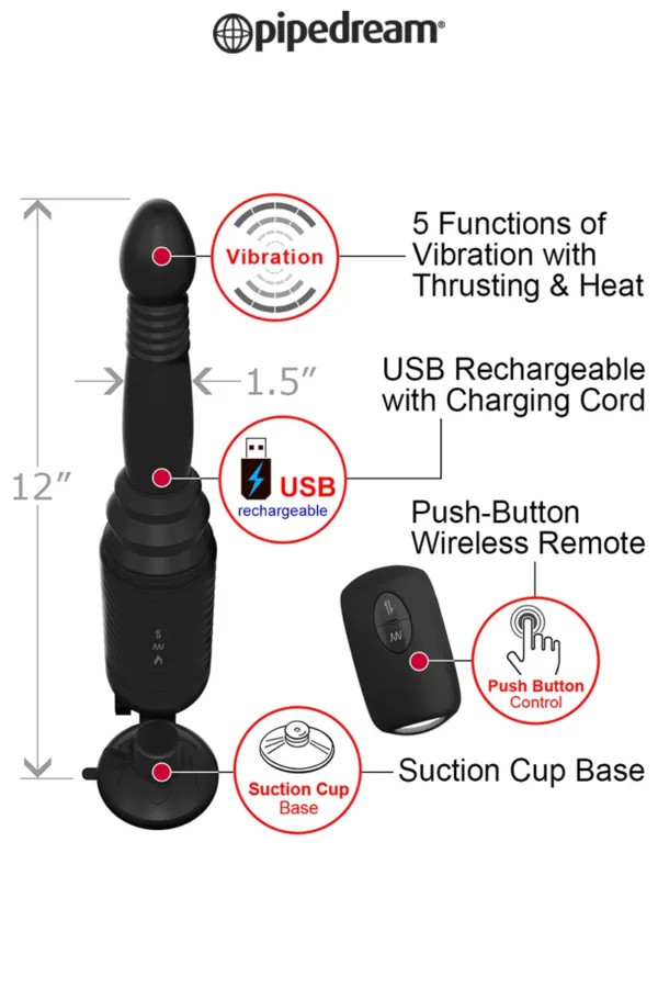 Plug anal va-et-vient télécommandé Vibrating Ass Thruster - 94edenstreet.com - sexshop en ligne