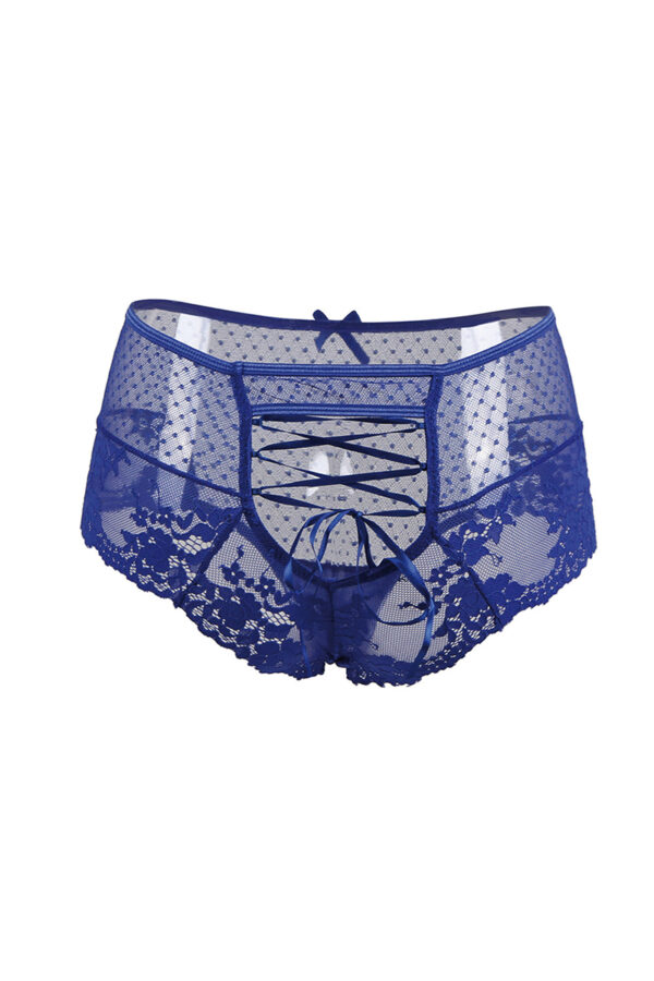 Tanga sexy bleu à laçage – Image 3