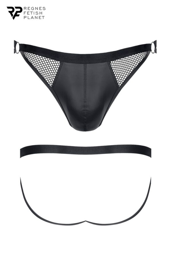 Jock strap noir wetlook et résille – Regnes - 94edenstreet.com - sexshop en ligne