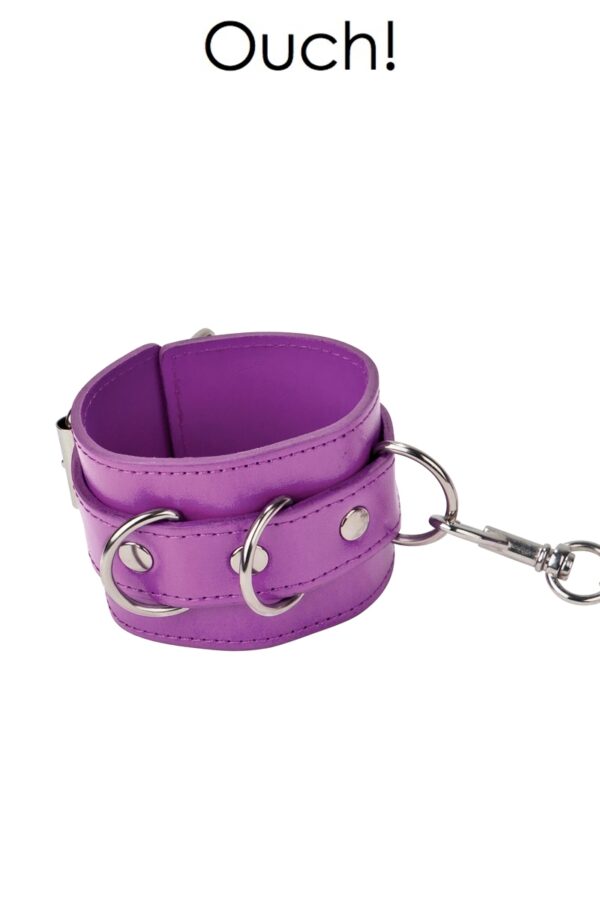 Menottes Premium en cuir violet – Ouch - 94edenstreet.com - sexshop en ligne