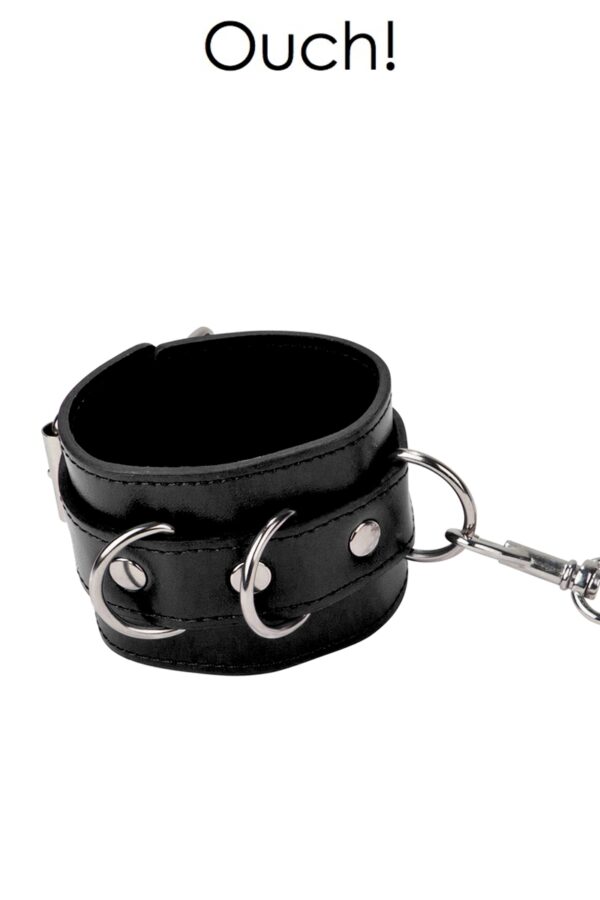 Menottes Premium en cuir noir – Ouch - 94edenstreet.com - sexshop en ligne