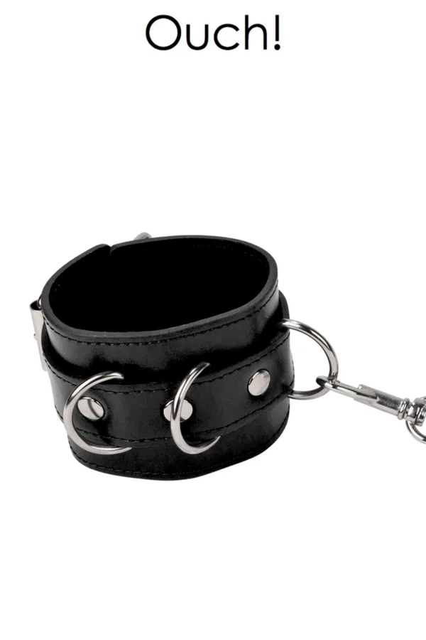 Menottes Premium en cuir noir – Ouch - 94edenstreet.com - sexshop en ligne