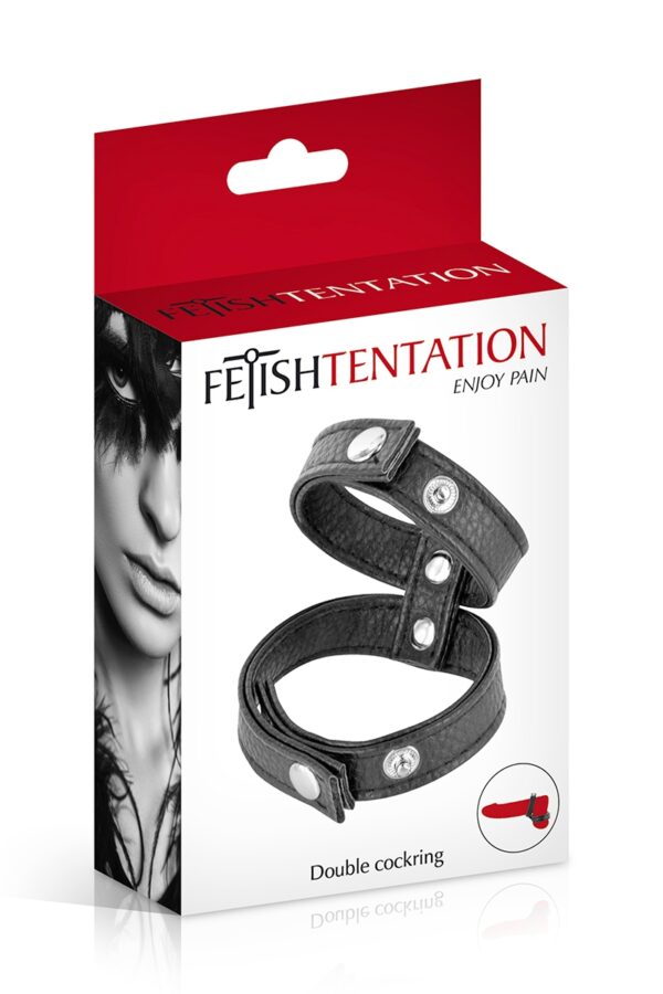 Double cockring simili cuir – Fetish Tentation - 94edenstreet.com - sexshop en ligne