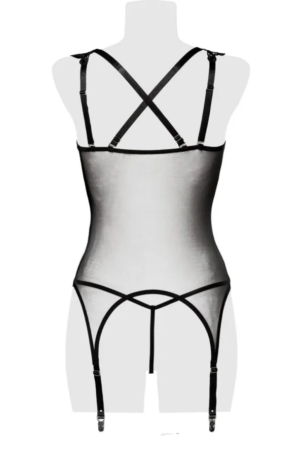 Guépière tulle avec décolleté dentelle – Grey Velvet - 94edenstreet.com - sexshop en ligne